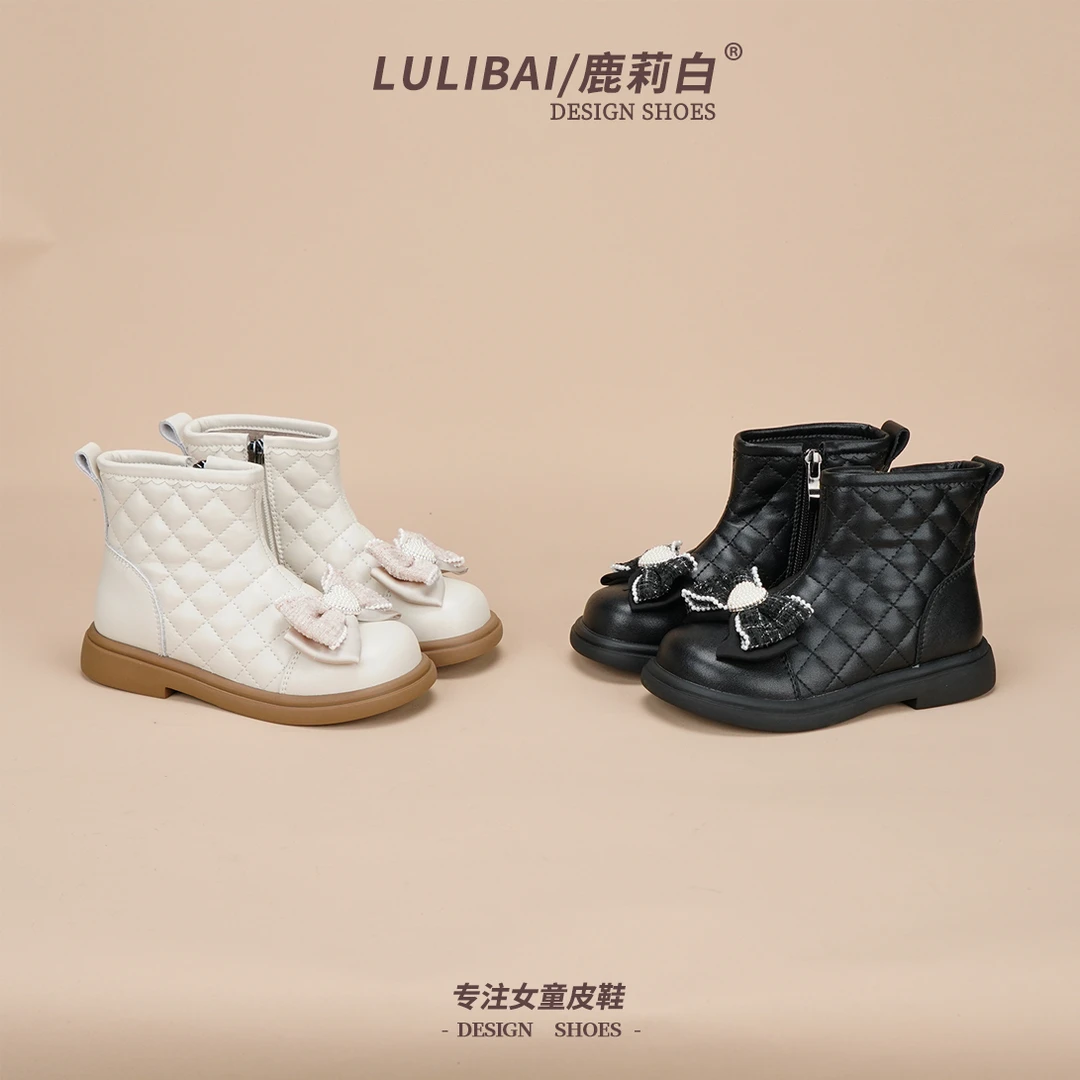 女童公主鞋儿童皮靴2024秋冬新款加绒靴软底舒适学生鞋小女孩T210