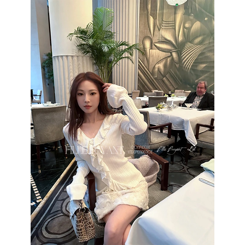 AILIER“浪漫风琴”秋冬新款 法式精致设计百搭显瘦气质打底针织衫