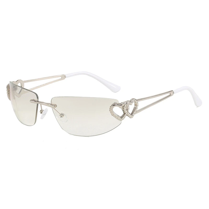 2024新款欧美风爱心椭圆猫眼无框gm墨镜高级感辣妹太阳眼镜女款潮