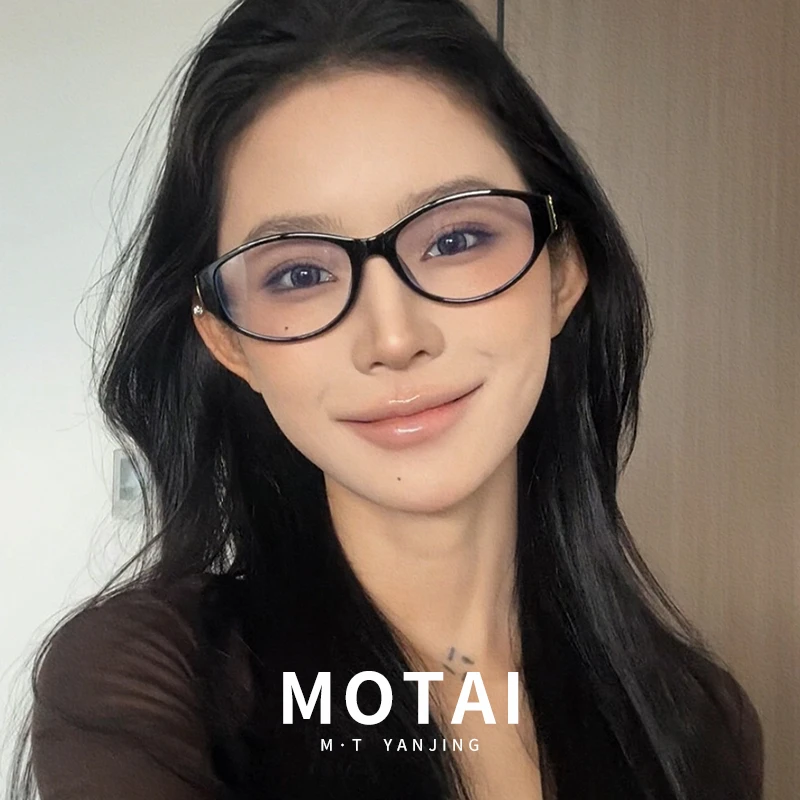 TR90黑框眼镜女款高级感素颜神器防蓝光平光镜显脸小近视可配度数