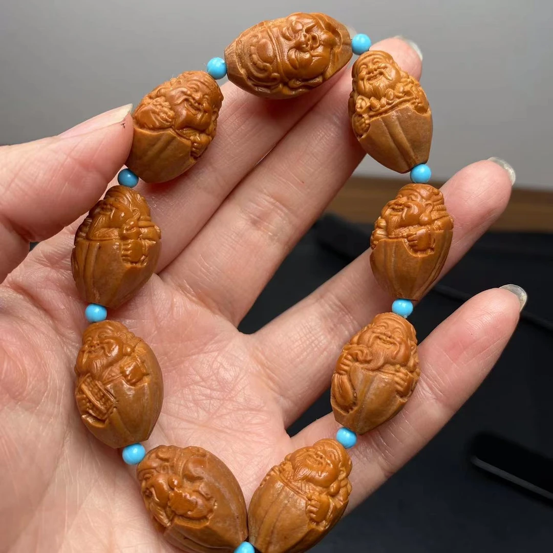 橄榄核核雕手串宋小原皮财神
