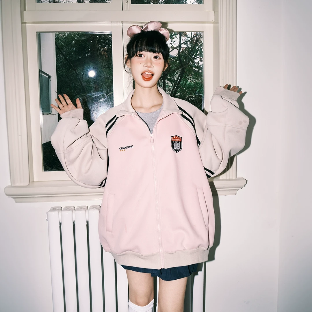 lemanism潮牌插肩袖立领开衫卫衣男2025春季情侣款休闲条纹外套女