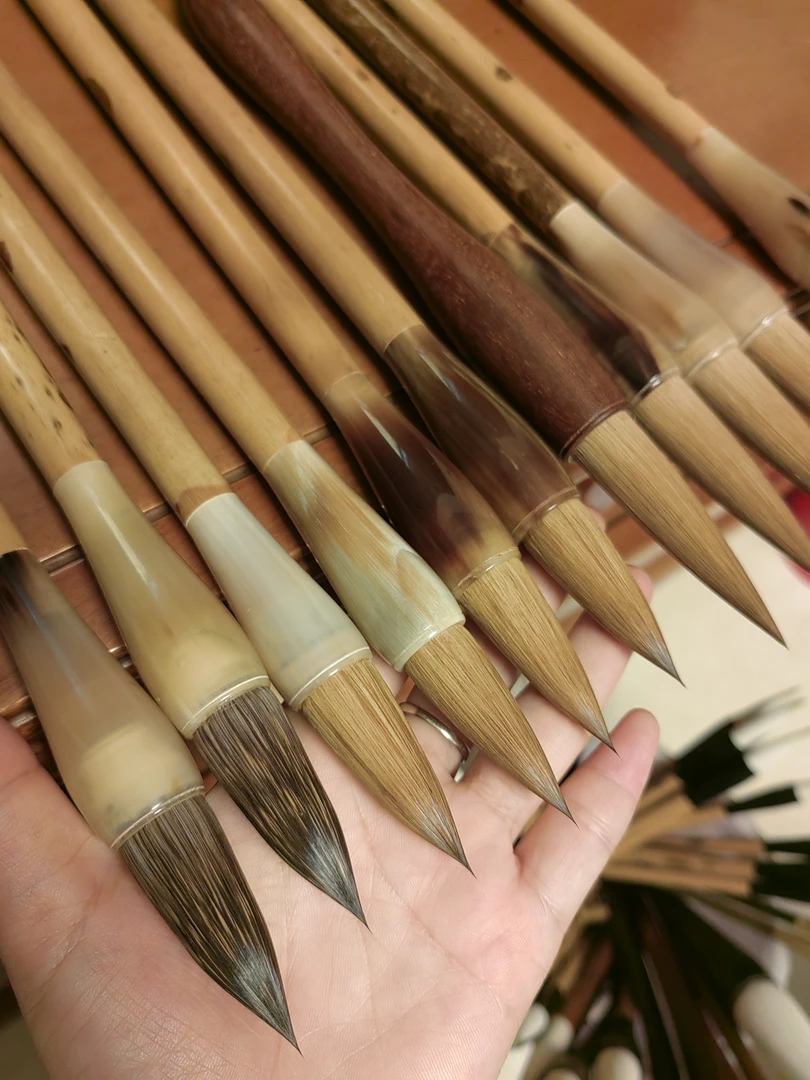 纯手工定做款 纯黑尖 纯狼毫 紫毫 紫狼毫 高品质私人订制毛笔