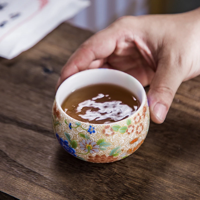 孔雀冰种大师作品高端茶杯主人单杯个人专用陶瓷茶具大号