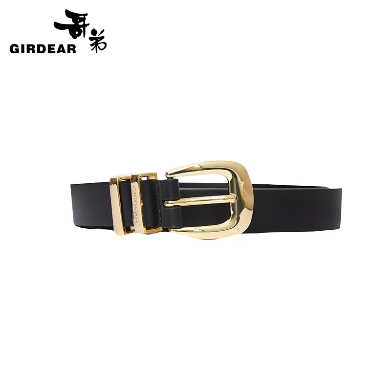GIRDEAR/哥弟简约经典百搭通勤牛皮革马蹄扣配饰皮腰带女1900429
