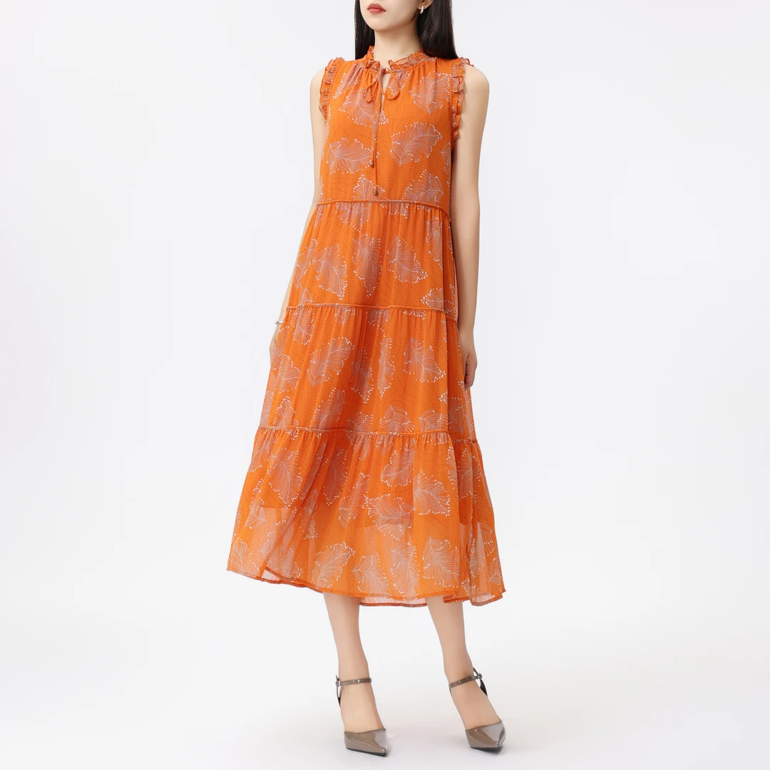 GIRDEAR/哥弟气质文艺时尚无袖显瘦显白春夏连衣裙1500497