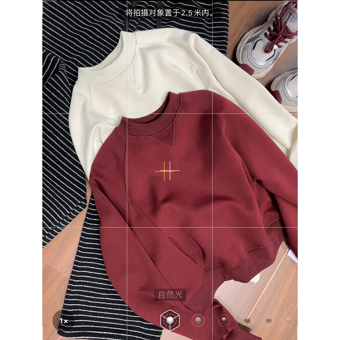 【橘红卫衣】设计感侧边拉链圆领卫衣女秋冬显瘦休闲长袖上衣-11954