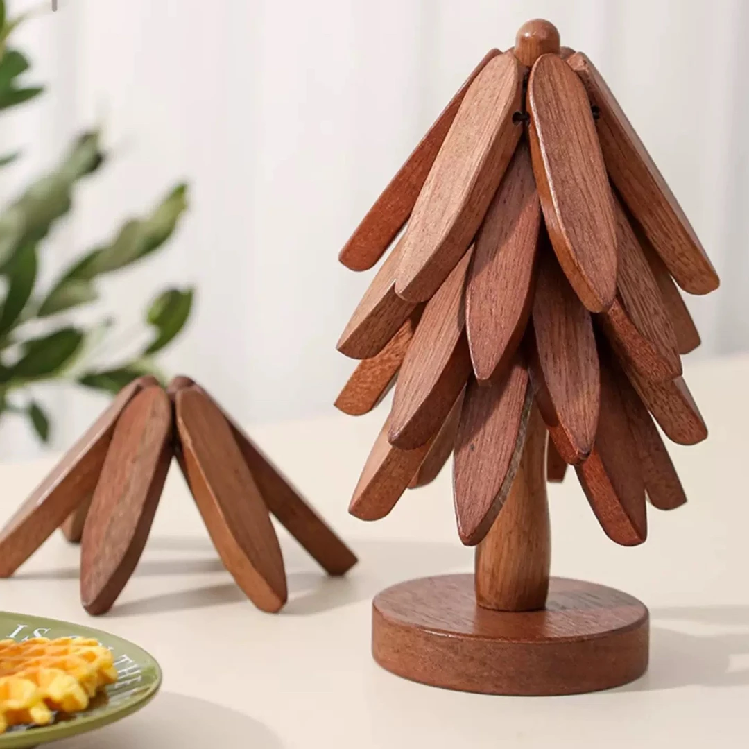 隔热垫一棵树胡桃色防烫家用耐高温锅垫桌垫实木中式高级感餐具垫