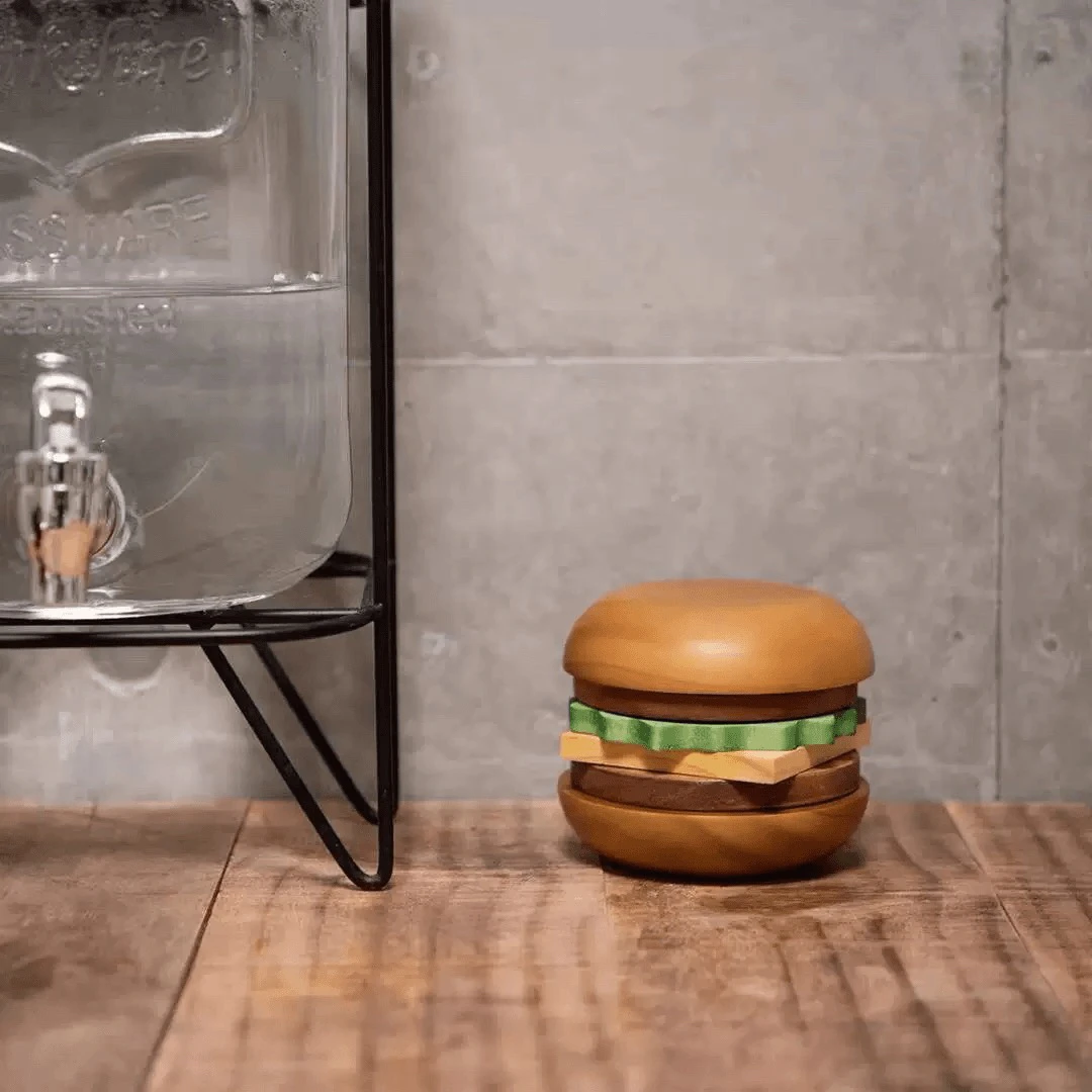 创意趣味实木汉堡包杯垫木质工艺果盘茶垫家居收纳桌面多功能件1