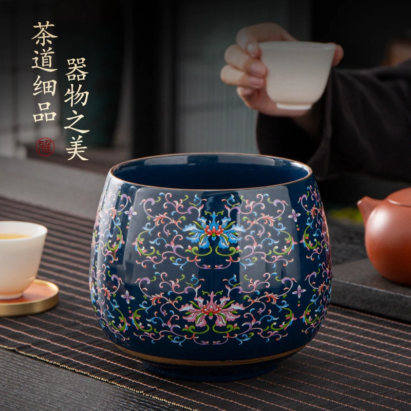酌享  轻奢特大号陶瓷茶洗茶渣缸家用茶具配件茶桌废水垃圾桶烟缸