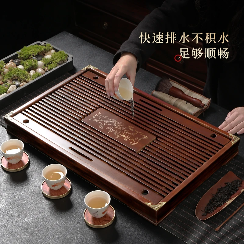 酌享原木实木茶台茶具茶盘实木功夫家用茶海抽屉式排水茶池蓄水