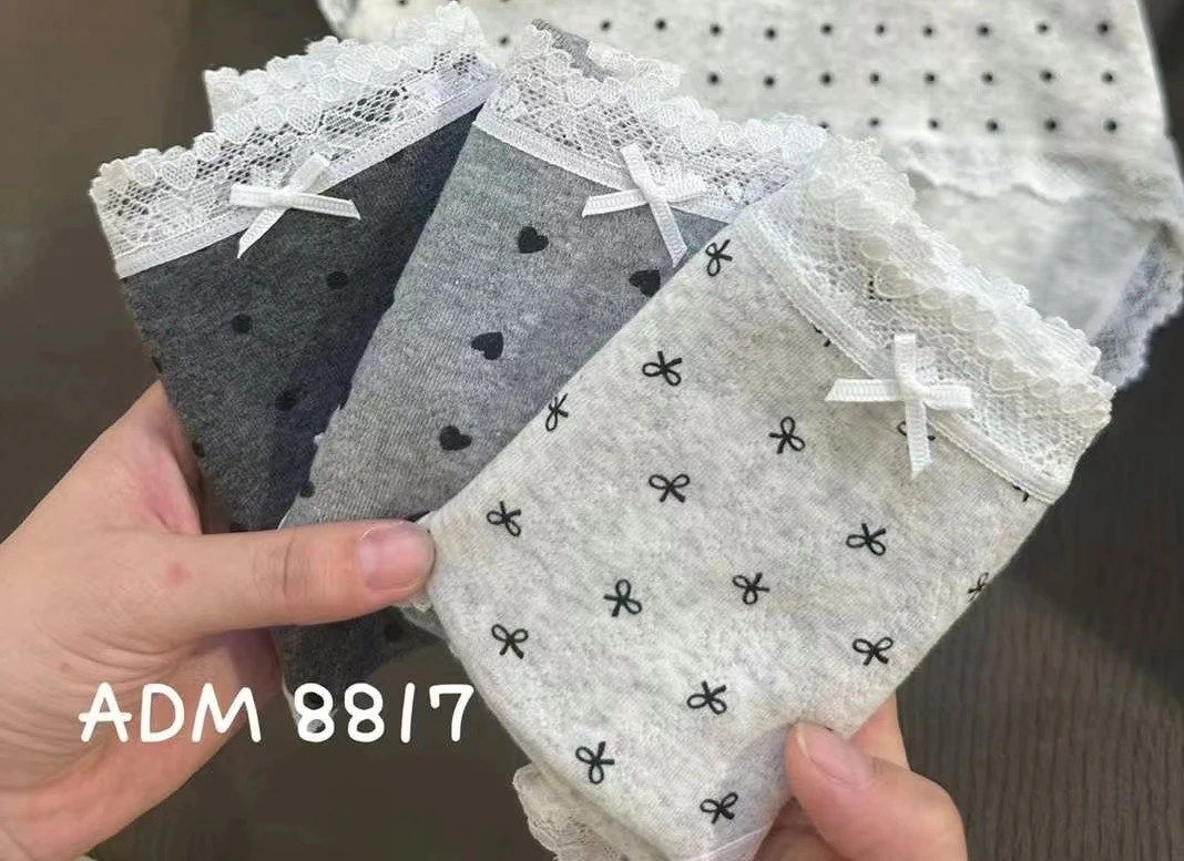 新款女生婴儿棉亲肤软糯舒适透气休闲百搭波点印花蕾丝腰女士内裤