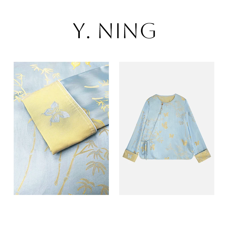 【NINIMAJE】易夏｜新中式国风时尚印花系带小衫 H229