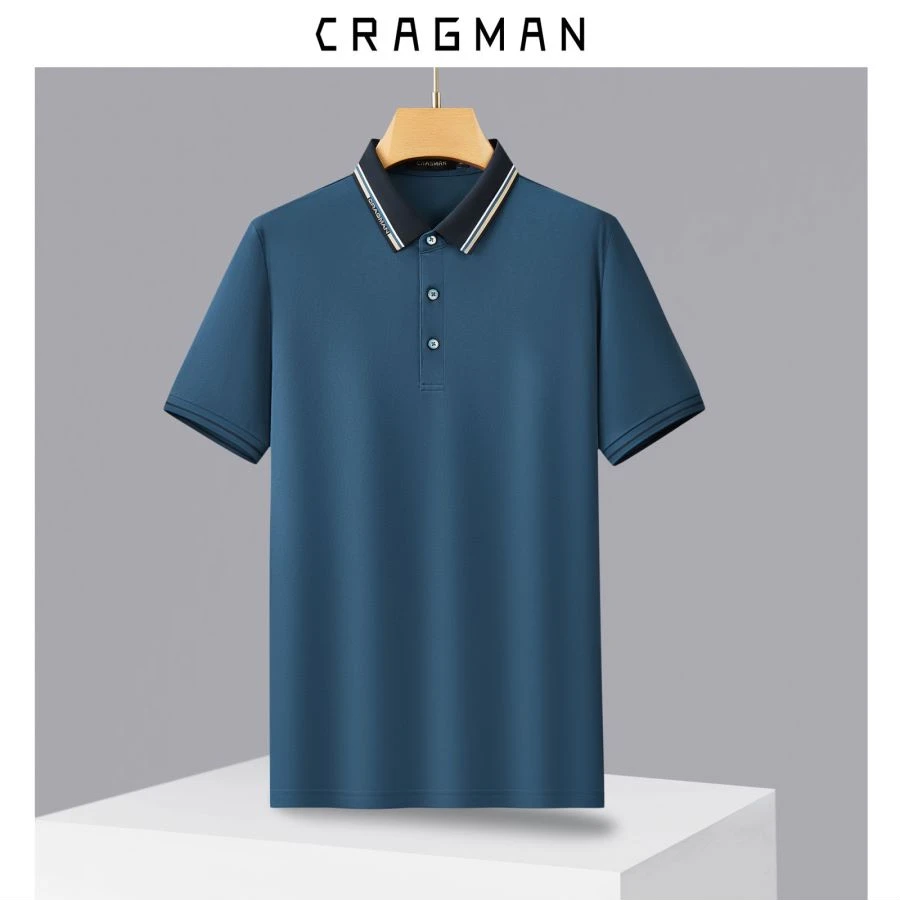 【桑蚕丝混纺里缎面】男装翻领短袖T恤253117