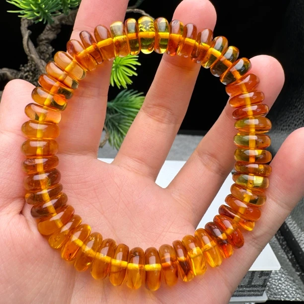 假一赔十，天然琥珀金珀手串，算盘珠隔片手串 号008 多样性发