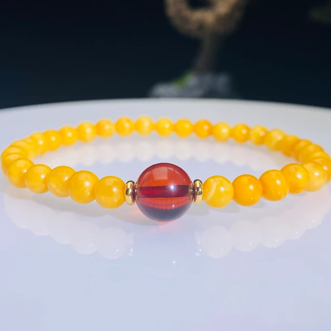 天然琥珀蜜蜡手串手链 DIY设计款手串精致时尚送闺蜜七夕送女朋友