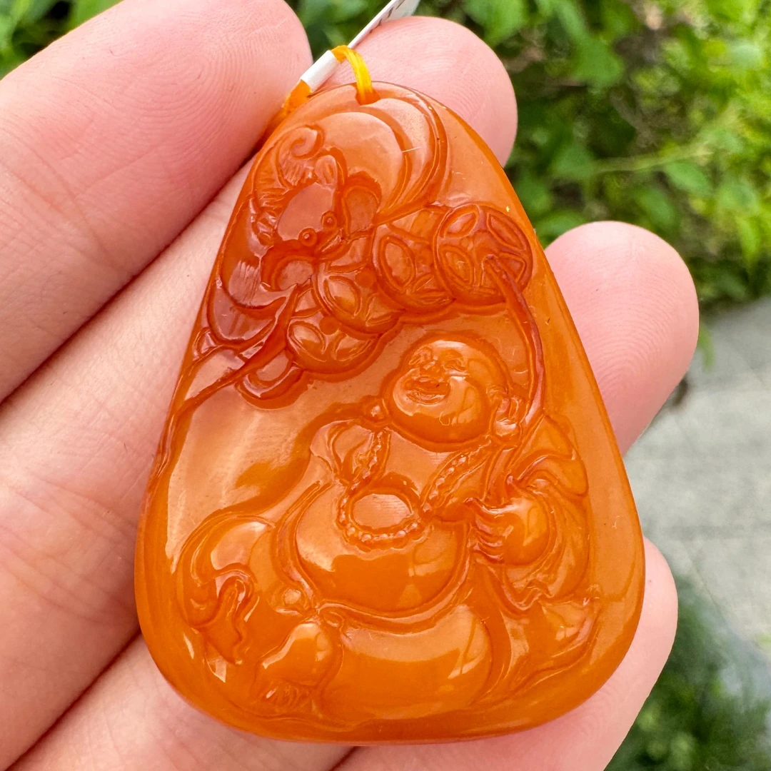 假一赔十，琥珀蜜蜡，蜜蜡吊坠，蜜蜡雕刻件，蜜蜡佛公107