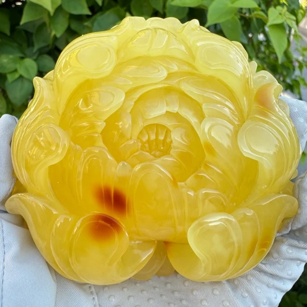 假一赔十，琥珀蜜蜡牡丹花，厚重饱满，大牡丹花，蜜蜡牡丹花，330