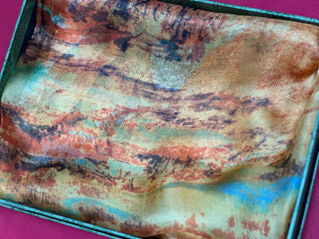 C90【江山】140*140云纹纱方巾气质百搭时尚复古围巾披肩丝巾女