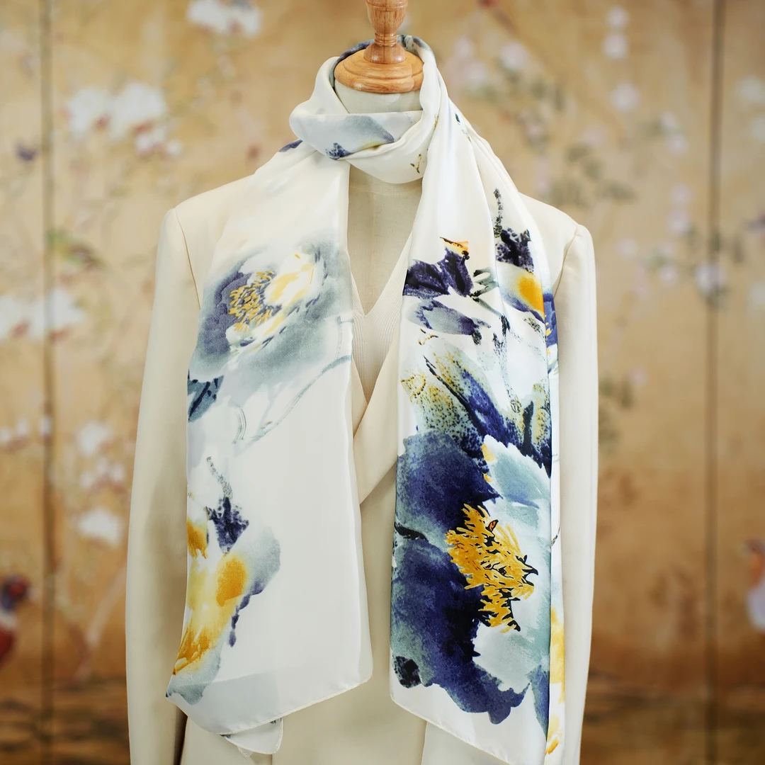 C315【水墨丹青】丽景锻90*180丝巾春夏百搭印花围巾时尚披肩女