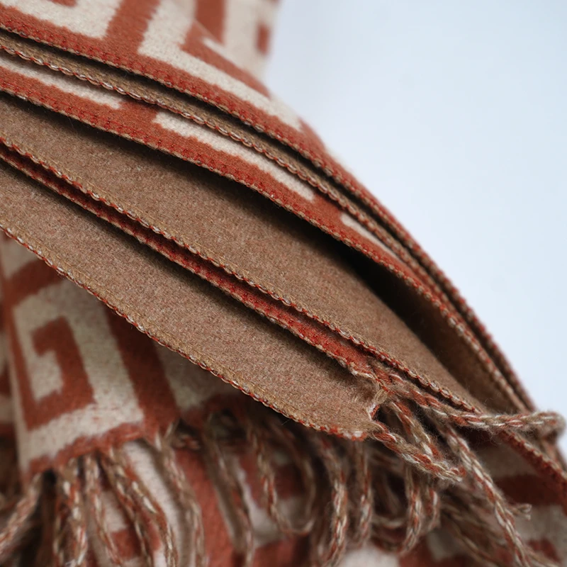 C532羊绒真丝70*180秋冬长巾轻奢气质百搭时尚复古围巾披肩丝巾女