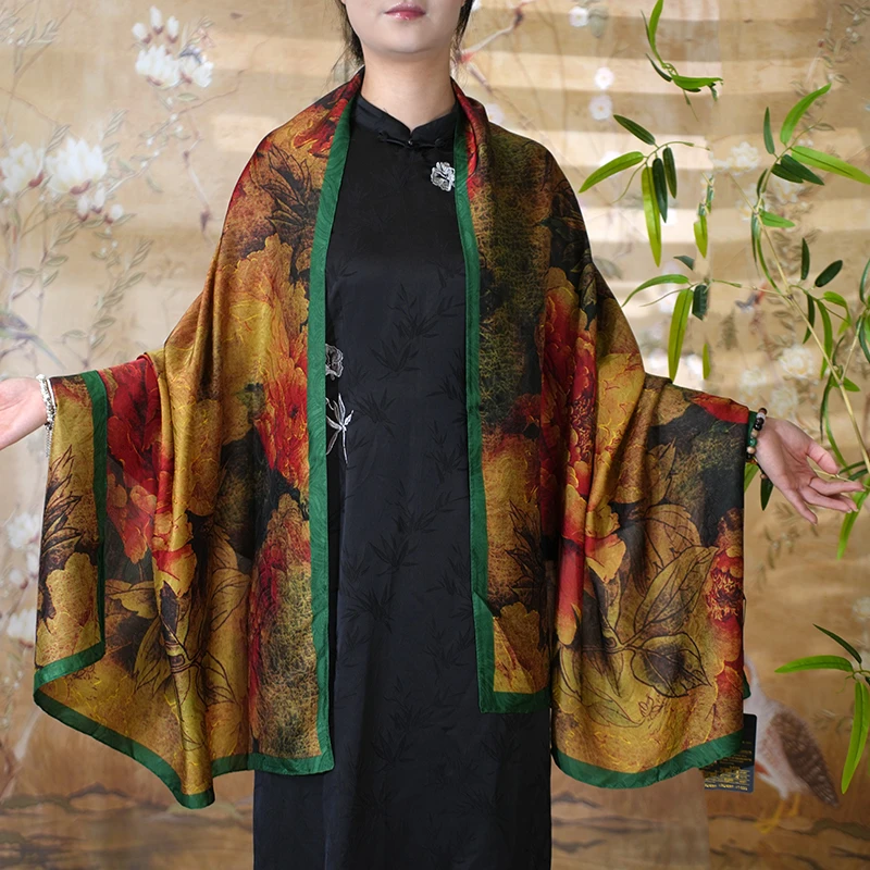 C680【芳容】70*180龙鳞纹长巾复古时尚经典百搭围巾披肩丝巾女士