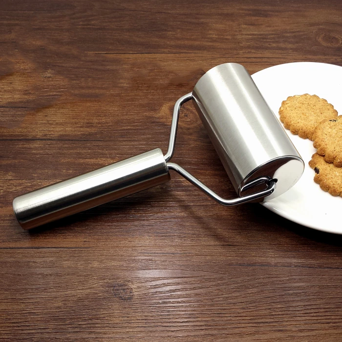 【省钱风厨具】家用擀面杖不锈钢木质面粉饺子皮滚轮擀面杖手持