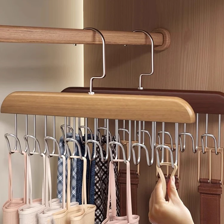 【御慕】木质衣架内衣吊带收纳衣帽钩衣柜晾晒家用领带衣挂晾衣架