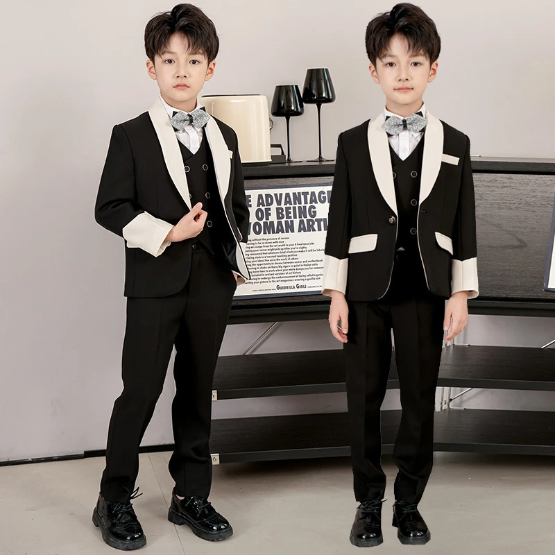 儿童西装套装男童花童礼服小男孩英伦风帅气钢琴演出服主持人西服
