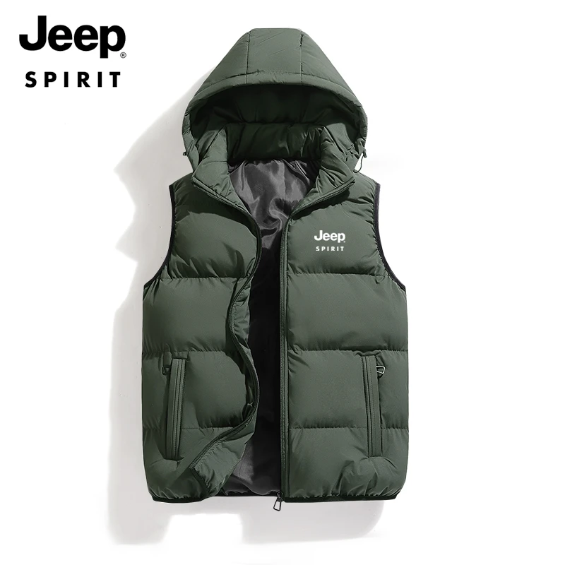 JEEPSPIRIT吉普青年冬季棉马夹加厚保暖坎肩纯色外套潮流宽松男装