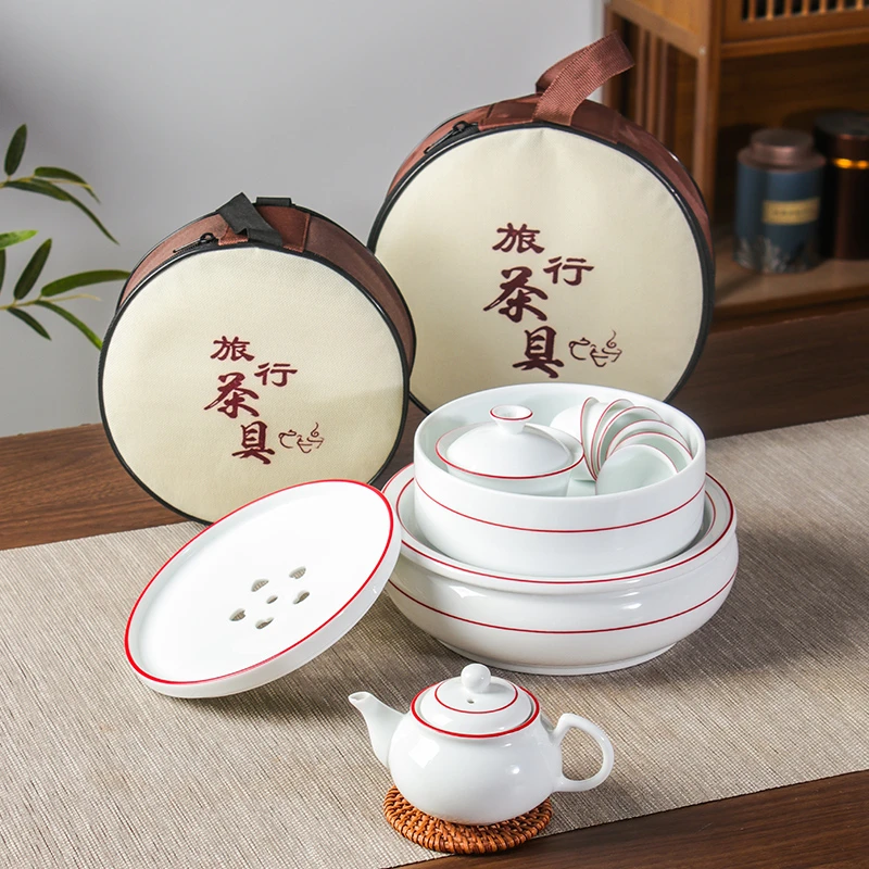 潮汕功夫旅行茶具套装出门便携式车载整套茶具茶盘盖碗冲茶壶茶杯
