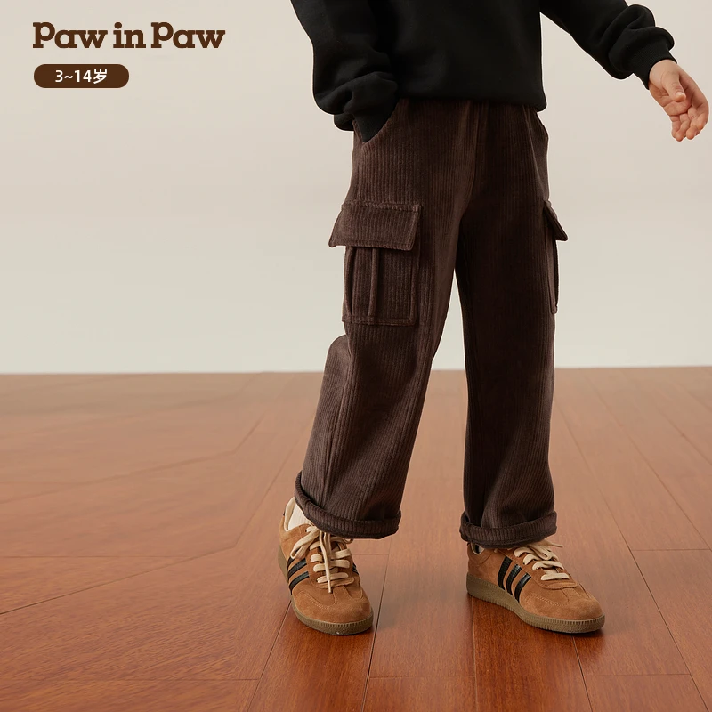 PAWINPAW卡通小熊 新款针织裤加绒工装裤PCTME4T11E