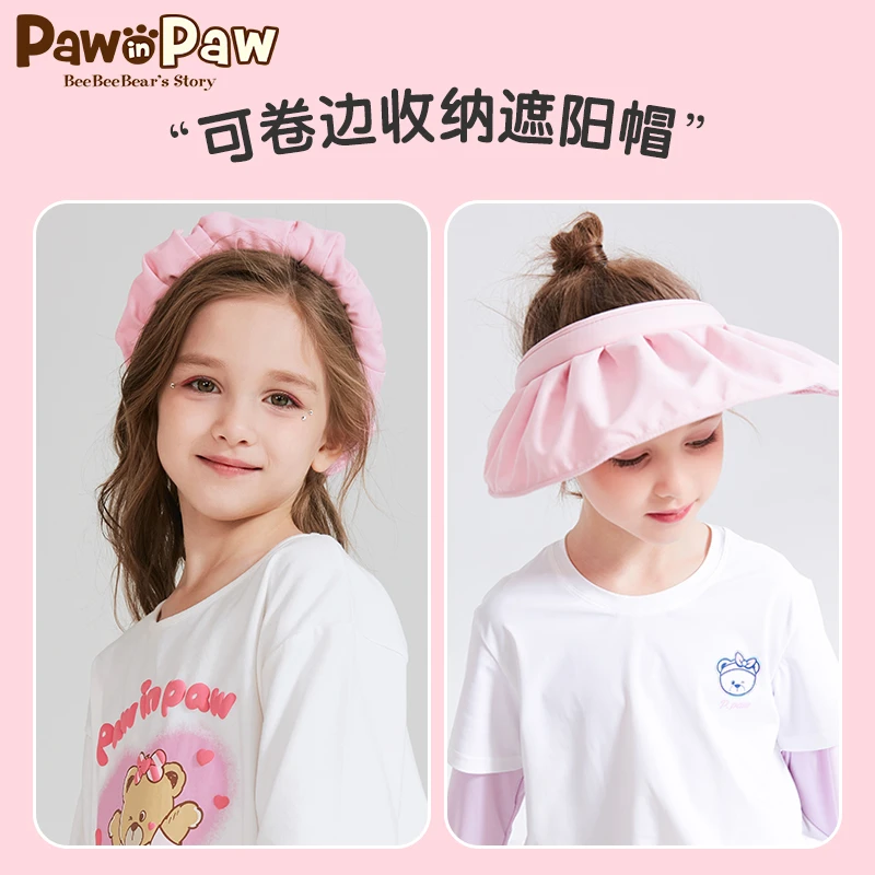 PawinPaw小熊童装23年新款女童儿童帽子防晒太阳帽发箍PCACD6442A