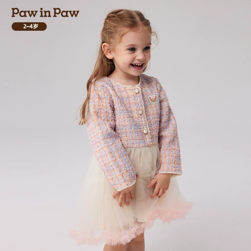 PawinPaw卡通小熊 秋冬新款女宝梭织A小香风连衣裙PCOWE4V81M