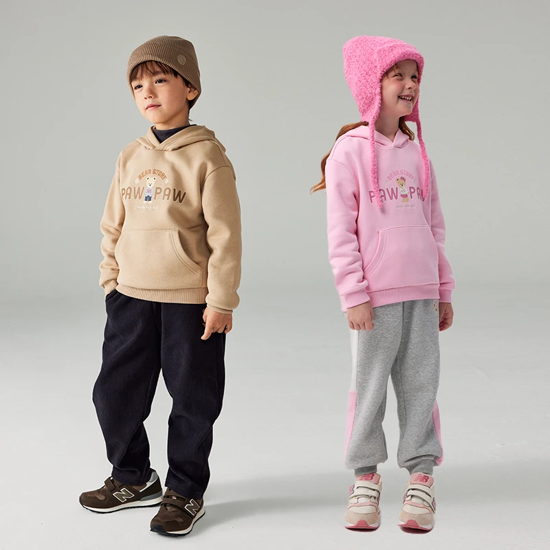 PawinPaw卡通小熊童装春秋新款运动加绒连帽卫衣PCMAE4T31M
