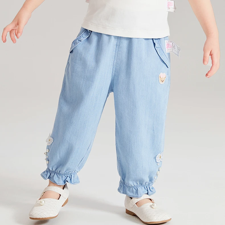 【凉感】PawinPaw小熊 春夏女宝收脚口软牛仔防蚊裤PCTJE2381E