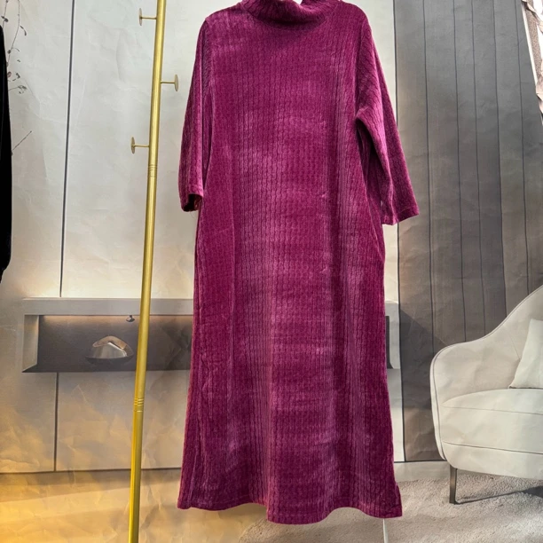 CK631秋冬季丝绒连衣裙贵夫人时尚遮肉显瘦旅游长款