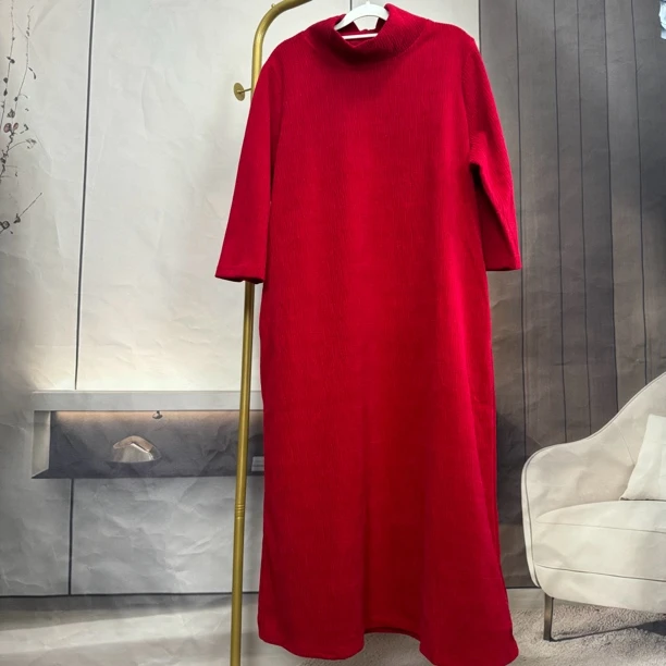 CK620百搭显瘦小性感羊毛针织长款连衣裙