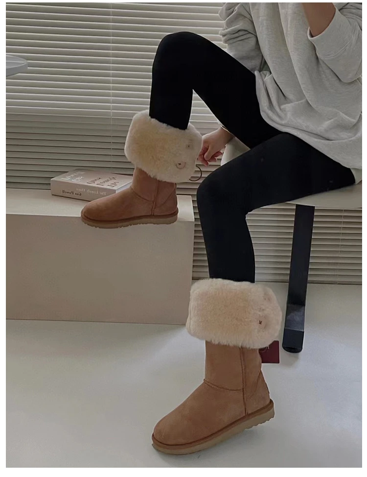 冬季新款高筒雪地靴女士保暖显腿长U