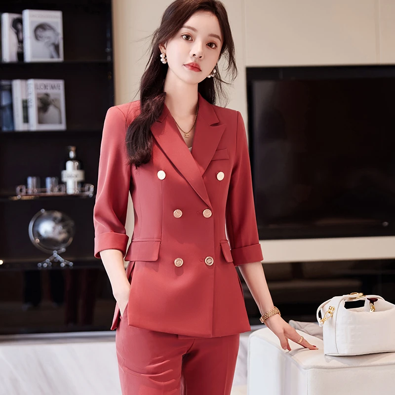 高端西装套装女春夏季职业装气质女神范七分袖薄款西服外套工作服