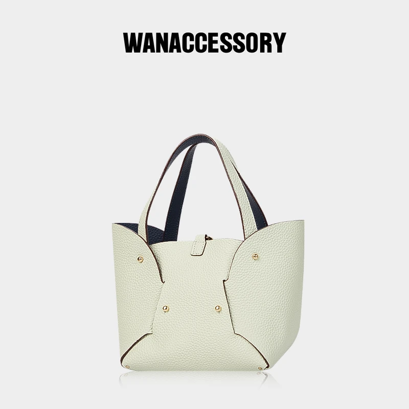 WANACCESSORY万蔻ALIAS系列头层牛皮菜篮子水桶包手提单肩包