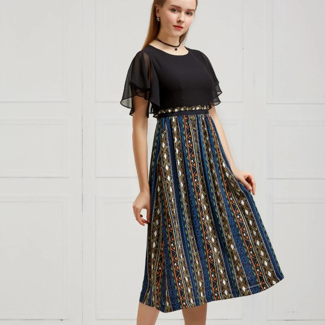 9156#夏季女装气质拼接时尚连衣裙