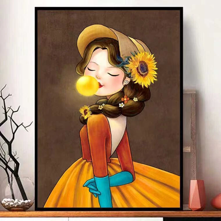 泡泡女孩公主十字绣2024新款线绣客厅小幅卧室卡通人物小件手工画