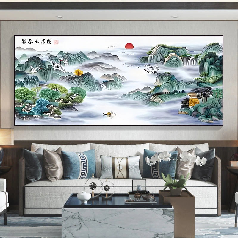 富春山居图十字绣2023新款线绣客厅山水画大幅满绣自己绣手工风景