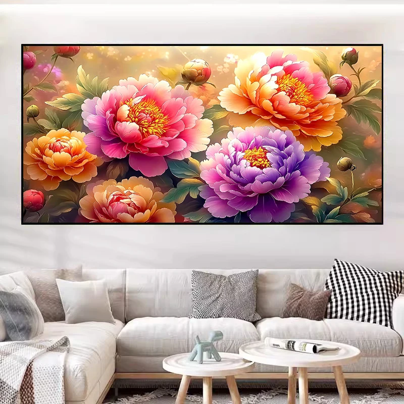 姹紫嫣红十字绣2024新款线绣客厅花开富贵国画牡丹大幅满绣高级感