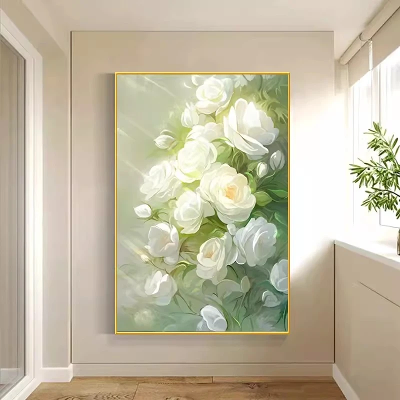 清新栀子花 大格四股绣60*85厘米23色满绣