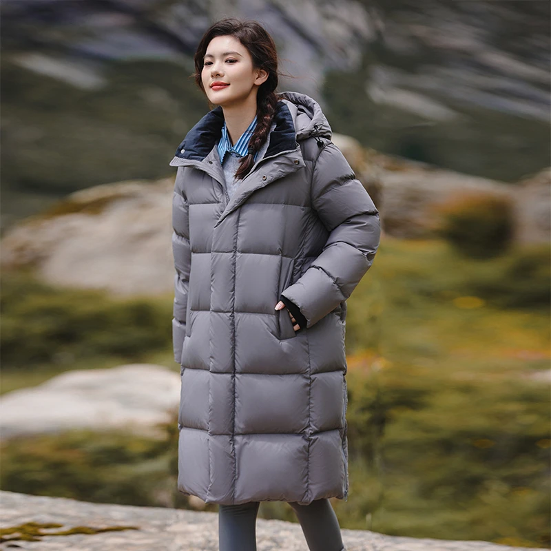 三千营2025冬季新款95白鸭绒过膝中长款极寒羽绒服女保暖羽绒服