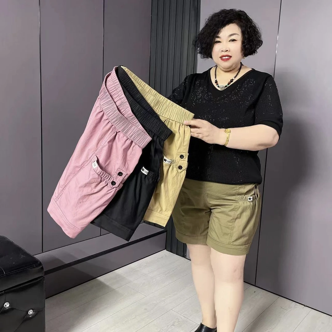 409-XSME夏季新款松紧腰大兜大码短裤