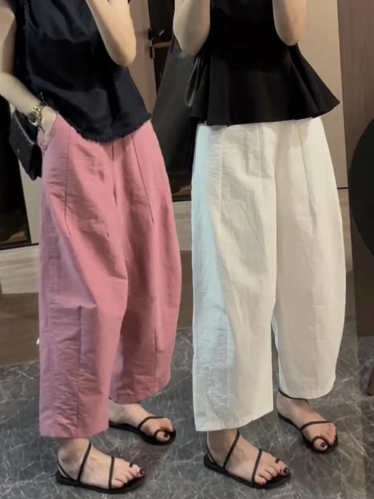 九分裤阔腿裤萝卜裤休闲裤子女夏季新款胖mm显瘦大码香蕉裤小个子