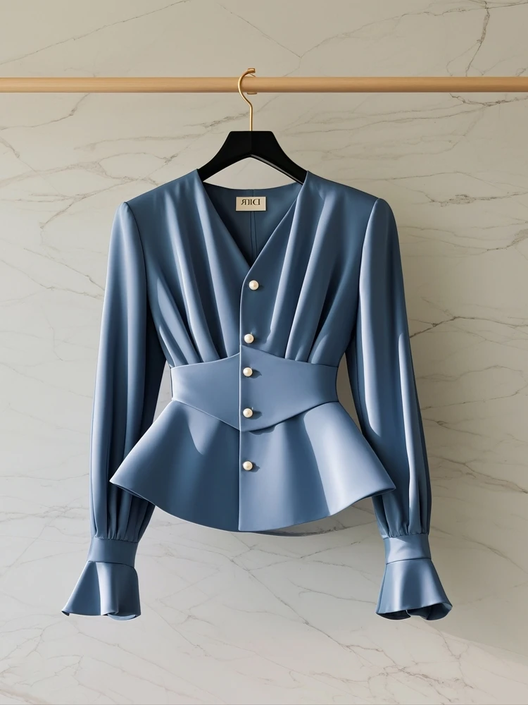 秋季2025新款小香风上衣法式轻奢高级感气质绝美收腰长袖衬衫女装